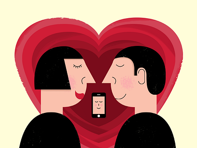 Ménage à trois affair heart illustration lol love man mobile phone texture threesome woman