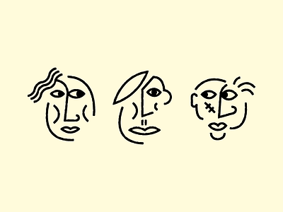 Dudes character face heads illustration lines lips man scar stroke think