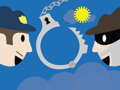 Even More Assets clouds cops handcuff illustration police robbers sun