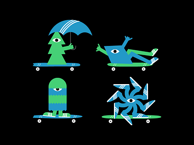 Skate Buds adidas eyeball hangloose illustration push shaka skateboarding tree umbrella
