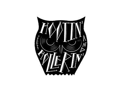 Hootin' lettering owl records rockabilly scar stitches texture