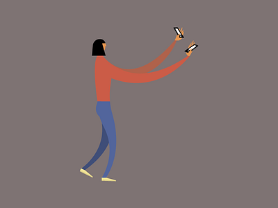 Double Trouble cellphone flat illustration mobile woman