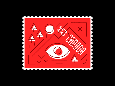 Uppercase Stamp canada design eye eyeball illustration red stamp sun tree