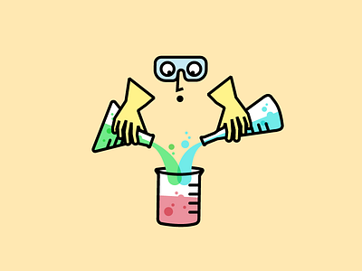 Here goes nothing... beaker chemistry flask flat gloves goggles illustration mix person science stuff