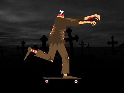 The Ripper blood bone cartoon graveyard hell illustration on skateboarding wheels zombie