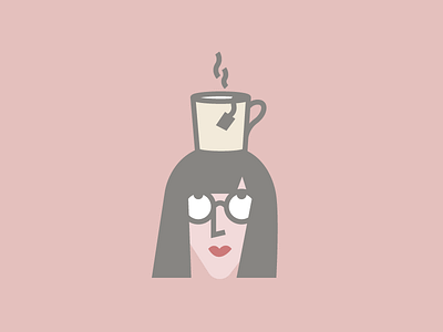 T balance character face flat girl glasses illustration lips tea woman