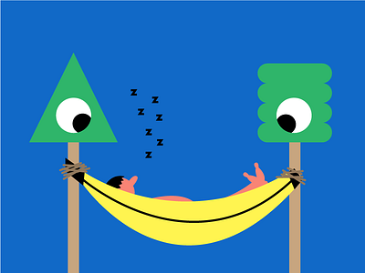 Yep. banana character eyeball flat hammock illustration nap rope tree zzz