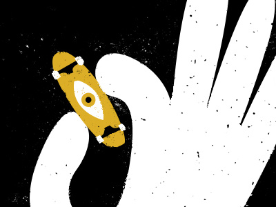 Gold eyeball gold grit hand illustration man shred skateboarding texture trucks wheels