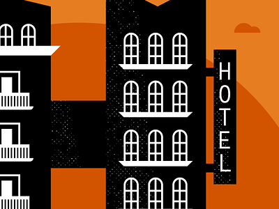"H"otel black grit h hotel illustration letter orange texture type