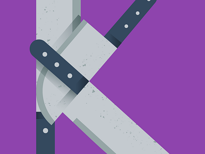 "K" is for knife barney cut design grit handle illustration kitchen knife purple shadow texture