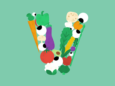 V fills grit illustration letter texture type v vegetables veggies