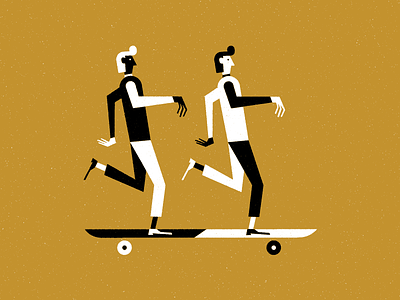 Double trouble black character double grit illustration push skateboarding texture twins white