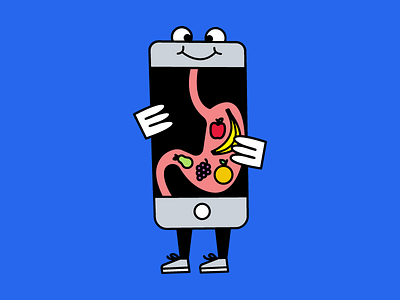 Welp eat fruit happy illustration iphone mobile phone smile stomach stroke what