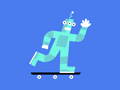 ♬ Domo arigato... ♬ 3rd character eye flat illustration robot skateboarding space stuff vector wave