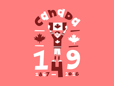HBD Canada! canada character flag flat illustration leaf lettering man maple vector