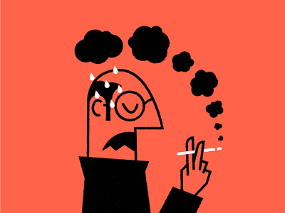 Aw man, it's raining again? art character cigarette clouds hand illustration man rain smoke texture vector