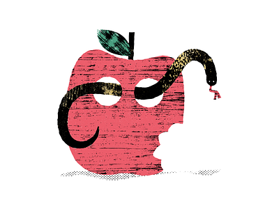 🍎 🐍 apple art grit halftone illustration rough shadow snake texture