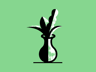 A vase with plants because why not really art black green illustration life plant plants shadow still texture vase vector