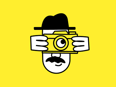 🍌 🍌 🍌 art camera character face hat illustration man mustache stroke thicklines vector yellow
