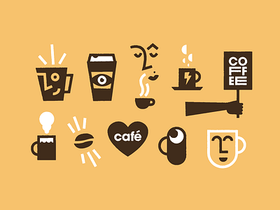 COFFEE bean cafe caffeine coffee drink face heart illustration people smile stroke vector
