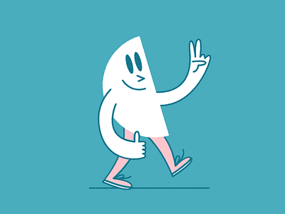 👍 ✌️ art character chill dude happy illustration man pants peace slice thumbsup vector