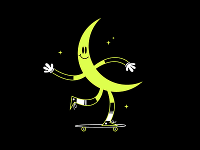 "That moon guy's a real showboat huh?" art character flat hands illustration moon shoes showboat skateboarding socks wave