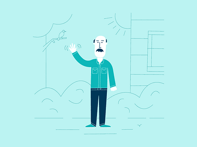 Howdy neighbour! art character depth hand illustration man mustache stroke texture vector wave