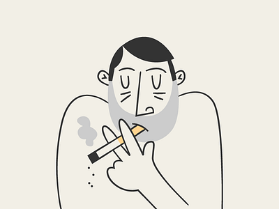 The smoker art ash character cigarette doodle flat hair illustration man smoke stroke