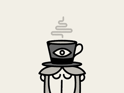 Inspired by... Coffee! art coffee eyeball face hair illustration man steam stroke texture tophat what