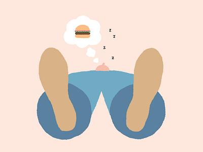 💭 🍔 ✔️ art burger dream flat hamburger illustration lay man nap sleep texture zzzz