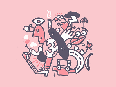 🐖 🌸 art crayola doodle draw etc eyeball fun illustration pink rough skateboard stuff
