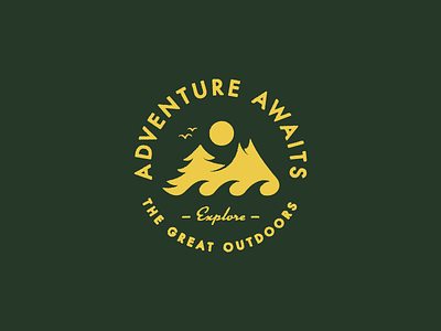 Adventure Stuff adventure badge birds circle fun futura landscape mountain seal texture type