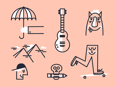 Process Doodles art bass doodle fun icon illustration mountain pencil skull stuff umbrella vector