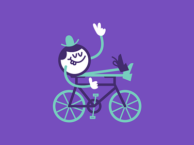 Pleasure cruise art bike cruise flat illustration peace purple ride smile stroke teeth thumbsup