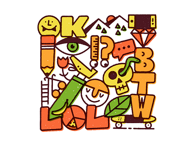 Puttin' in work art doodle illustration lettering mishmash overprint registration stuff texture vector