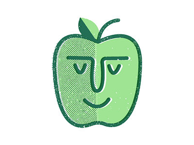 A big ol' gritty apple 🍏 apple art face green grit halftone illustration smile texture