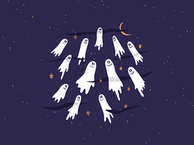 🤔 ✍️ 👻 art fly fun ghost halftone halloween illustration night spooky stars texture