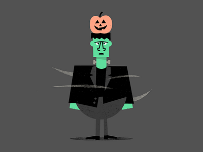 Hiya, Frank! art character face frank frankenstein halftone halloween illustration pumpkin spooly texture vector