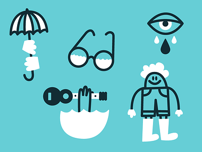 Rainy day dudes art doodle eye eyeball icon illustration pentool rain tear umbrella vector water
