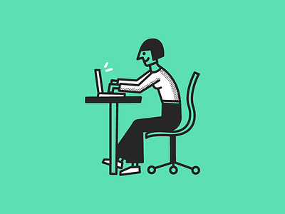 ✨👩‍💻✨ chair character desk freelance halftone illustration lady laptop vector work