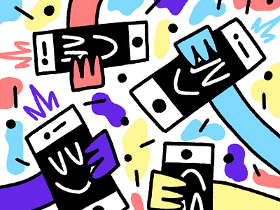 It's a📱 party and everyone's invited art confetti doodle drawing illustration loose party phone procreate smiley