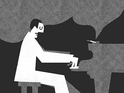 On a jazz thing art cigarette halftone illustration jazz piano smoke vector