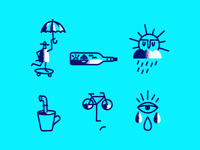 🌧️🌧️🌧️ bike doodle gradient grit icon illustration rain stroke texture weather