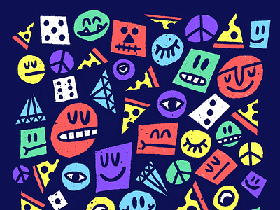 🤔💭🔺💡🍕👍 art characters diamond doodle drawing illustration loose pattern pizza procreate