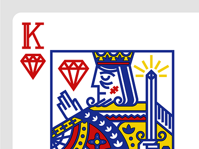 ♦️ 👑 ♦️ card diamond face games illustration king sword thicklines vector