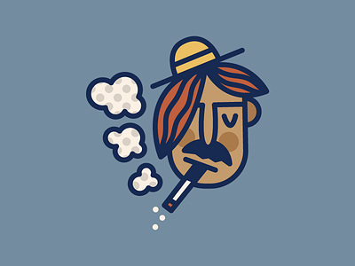 Smoker character cigarette doodle halftone illustration smoke vector