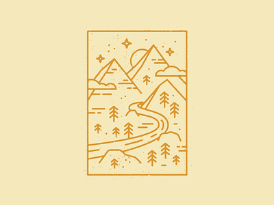 🌲⛰️✨⛰️🌲 landscape monoweight mountain outdoorsy river texture thinlines trees vector