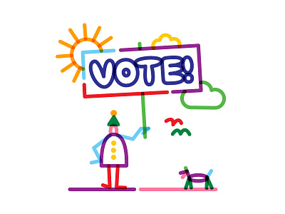 Go! art illustration monoline overlay strokes vector vote