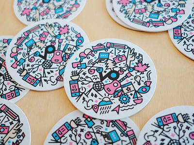 Coasters! character cheers coaster doodle illustration stickermule vector