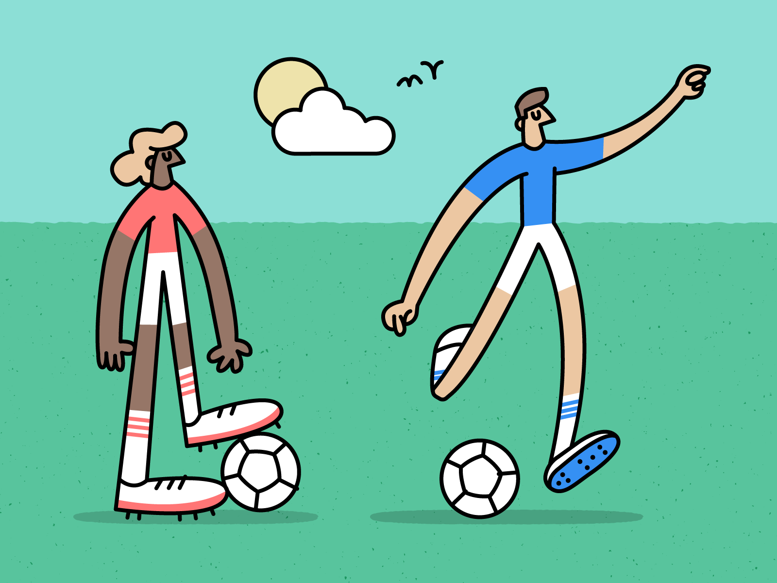 ⚽️✔️ outdoors football kick soccer fun character vector illustration